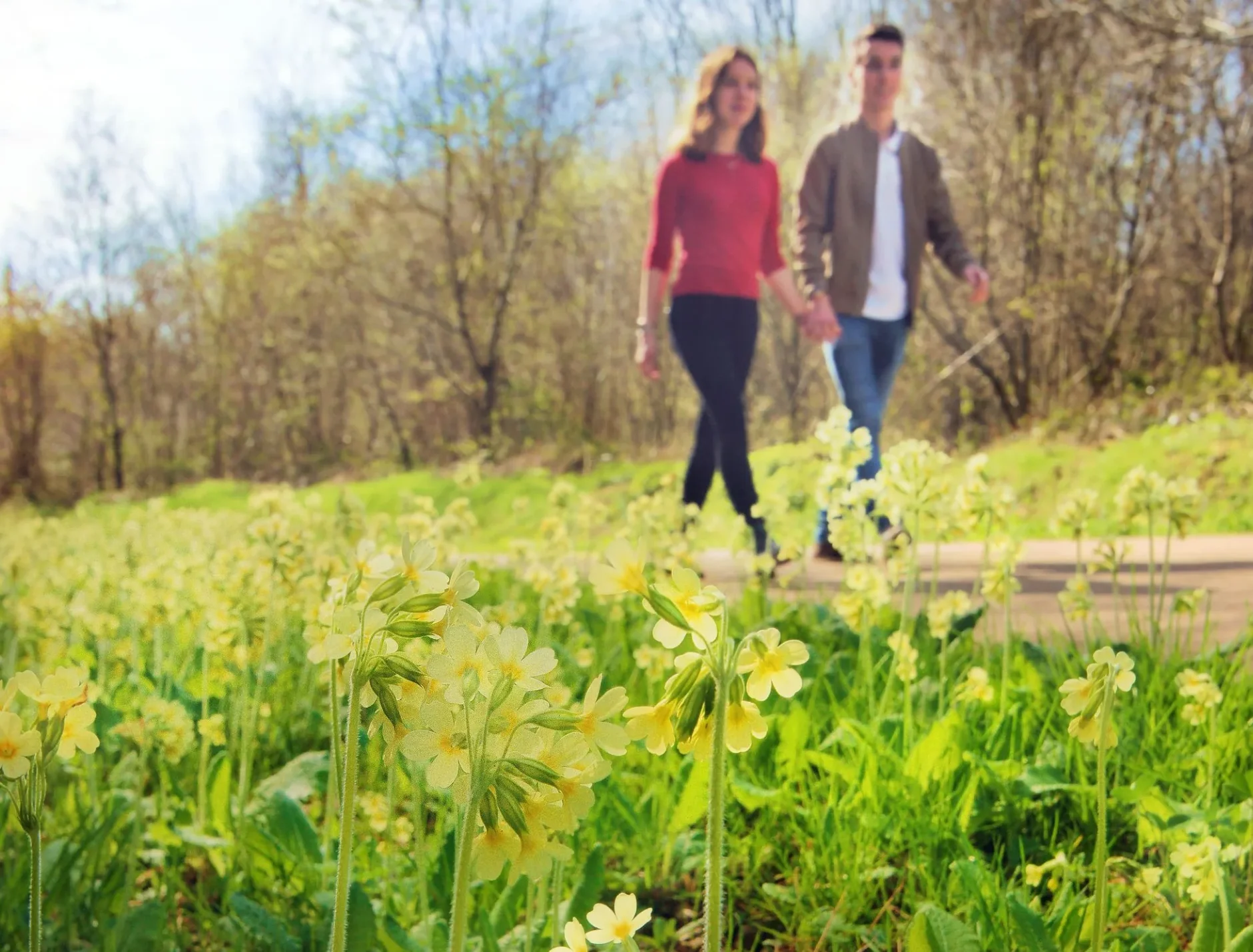 Une randonnée en couple au printemps sur les chemins de campagne