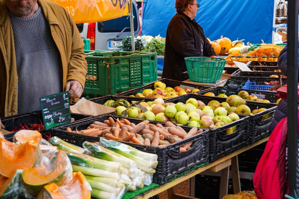 Fruit and vegetable stand at the Diges Chestnut Festival