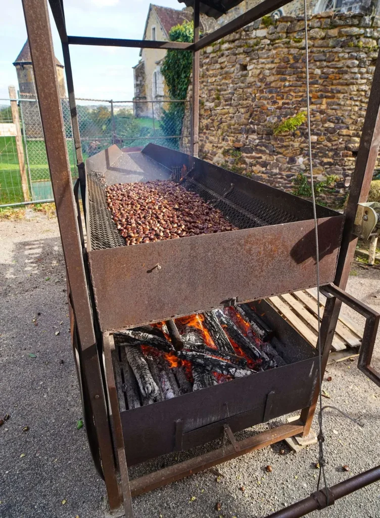 Large chestnut roaster at the Diges festival