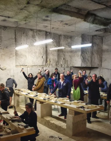 Group of friends at the Aubigny Underground Quarry