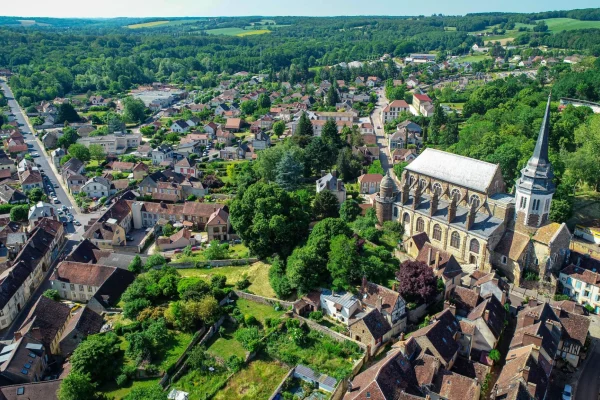 Aerial view of Toucy church