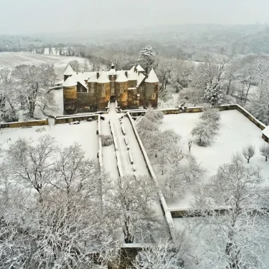 The Château de Ratilly under the snow in Treigny