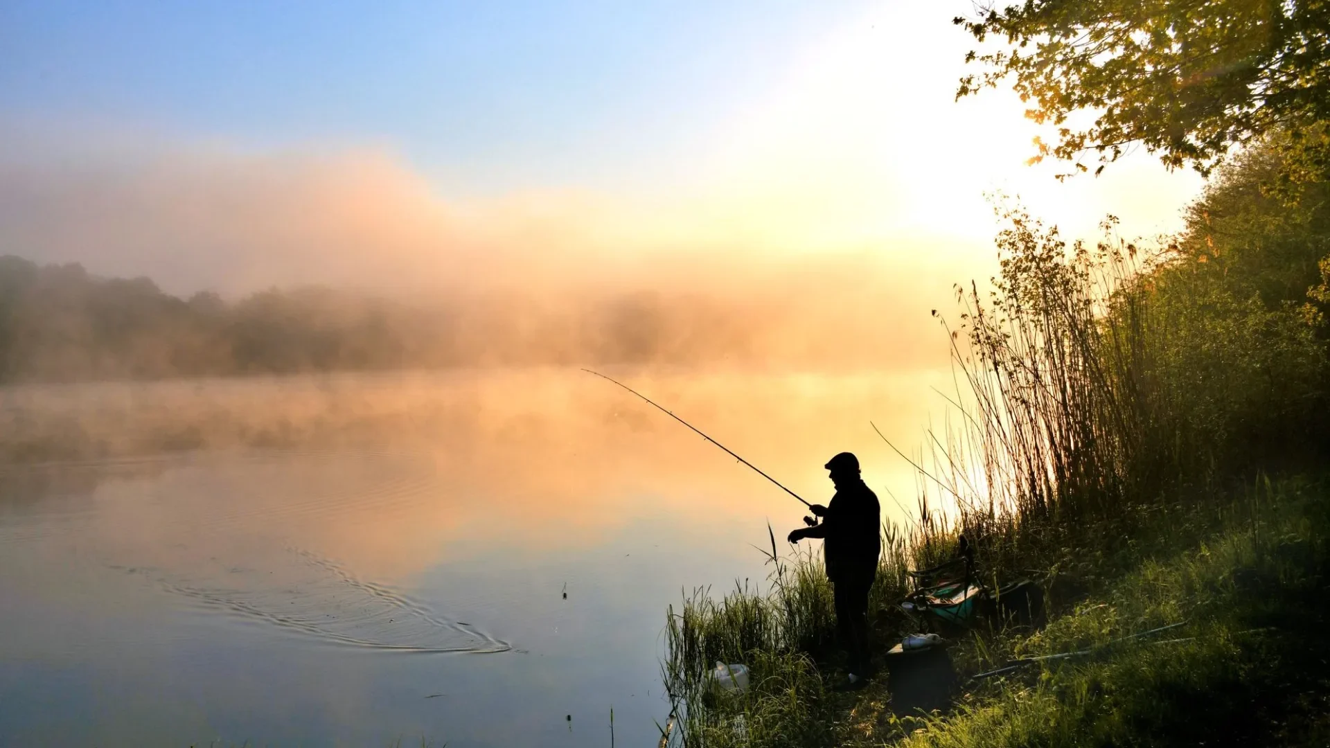 Un pêcheur dans la brume du Lac du Bourdon