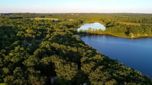 Survol du Lac du Bourdon et ses forêts environnantes