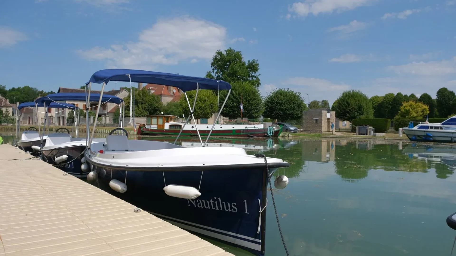 Pleasure boat on the Burgundy Canal in Tanlay