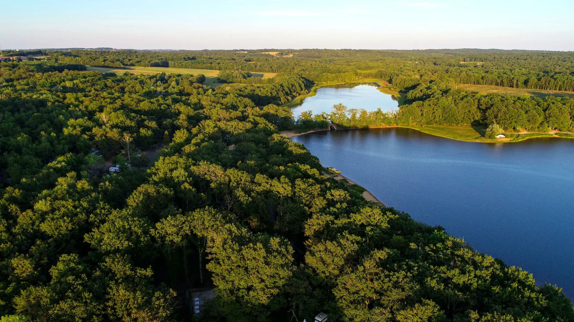 Aerial view of Lac du Bourdon in Saint-Fargeau